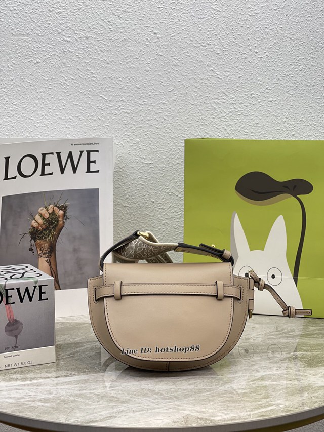 Loewe專櫃2022新款升級版字母寛肩帶馬鞍包 羅意威MiniGateDual手袋斜挎女包腰包胸包 10121 lyw1547